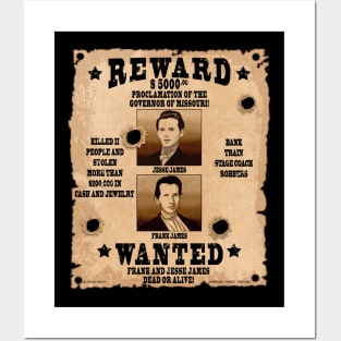 Frank & Jesse James Wild West Wanted Poster Posters and Art